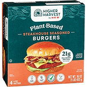 Higher Harvest by H-E-B Frozen Plant-Based Burger Patties – Steakhouse Seasoned