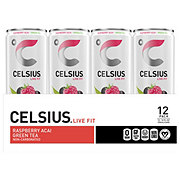 Celsius Sparkling Energy Drink - Raspberry Acai Green Tea, 12 Pk