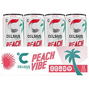 Celsius Zero Sugar Energy Drinks 12 pk Cans - Peach Mango Green Tea