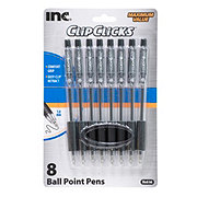 Inc Clip Clicks 1.0mm Retractable Ball Point Pens - Black Ink