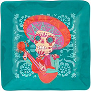 Destination Holiday Dia de los Muertos Mariachi Square Plate - Turquoise