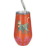 Destination Holiday Dia de los Muertos El Gato Stemless Tumbler -Orange