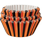 Destination Holiday Halloween Jack-O-Lantern Baking Cup - Black & Orange Stripes