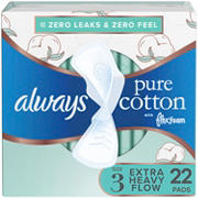 Always Pure Cotton FlexFoam Size 3 Extra Heavy Pads with Wings