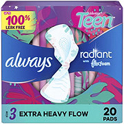 Always Teen Radiant FlexFoam Pads Size 3 Extra Heavy with Wings