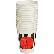 Destination Holiday Halloween Honeycomb Pumpkin Paper Cups, 12 oz