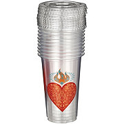 Destination Holiday Dia de los Muertos Sacred Heart Cups with Straw Lids, 16 oz