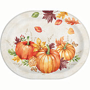 Destination Holiday Fall Pumpkin Harvest Oval Paper Plate