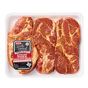 H-E-B Simply Seasoned Boneless Boston Butt Pork Steaks, Extra Thick Cut – Sweet TX Heat