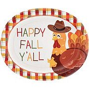 Destination Holiday Thanksgiving Turkey Happy Fall Y'all Oval Paper Plates