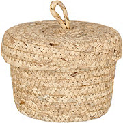 Destination Holiday Fall Round Lidded Water Hyacinth Basket