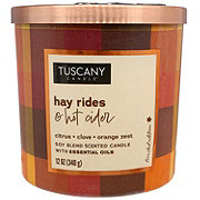 Tuscany Candle Hay Rides & Hot Cider Scented Soy Candle