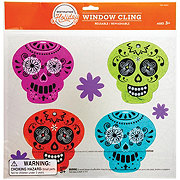 Destination Holiday Day Of The Dead Sugar Skulls Gel Window Cling