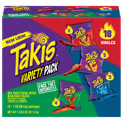 Takis Rolled Tortilla Chips Variety Pack - Fuego, Nitro, Blue Heat & Fajita