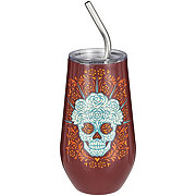 Destination Holiday Dia de los Muertos Sugar Skull Steamless Tumbler - Maroon