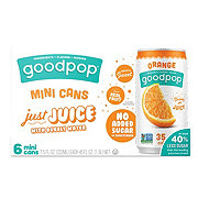GoodPop Just Juice with Bubbly Water 6 pk Mini Cans - Orange
