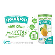 GoodPop Just Juice 6 pk Mini Cans with Bubbly Water - Lemon Lime