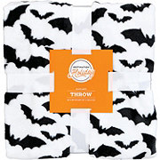 Destination Holiday Halloween All Over Bats Throw Blanket - White