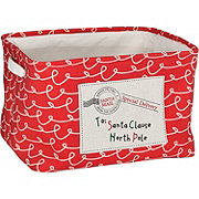 Destination Holiday Santa Postcard Christmas Fabric Storage Bin