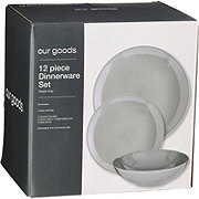 our goods Round Stoneware Dinnerware Set - Pebble Gray