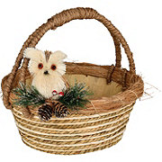 Destination Holiday Snow Owl Natural Grass Christmas Basket