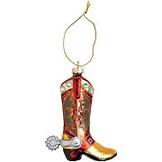 Destination Holiday Glass Cowboy Boot Ornament