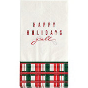 Destination Holiday Happy Holidays Y'all Christmas Plaid Guest Napkins