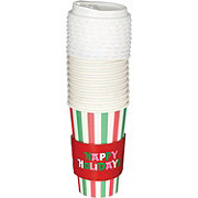 Destination Holiday Happy Holidays Christmas Paper Coffee Cups & Lid, 10 ct