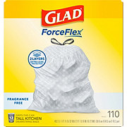 Glad ForceFlex Fragrance Free Tall Kitchen Drawstring Trash Bags - 13 Gallon