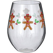 Destination Holiday Christmas Stemless Wine Glass - Cowboy Gingerbread