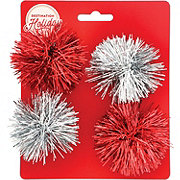 Destination Holiday Mini Christmas Ornaments - Red & Silver Poms