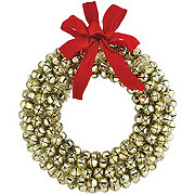 Destination Holiday Gold Bells & Red Bow Christmas Wreath