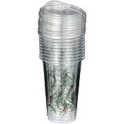 Destination Holiday Holly Christmas Plastic Cups & Lids, 10 ct