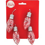 Destination Holiday Star Filled Mini Bulb Ornaments - Red & Silver