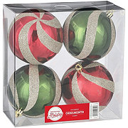 Destination Holiday Shatterproof Swirl Ornaments -Red, Green & Gold