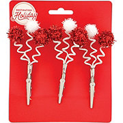 Destination Holiday Mini Christmas Clips - Red & White Poms