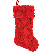 Destination Holiday Red Textured Plush Christmas Stocking