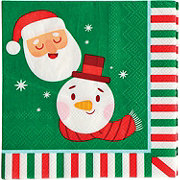 Destination Holiday Santa & Snowman Christmas Beverage Napkins