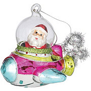 Destination Holiday Spaceship Santa Glass Christmas Ornament