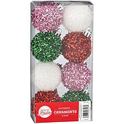 Destination Holiday Mini Tinsel Shatterproof Christmas Ornaments, 8 ct