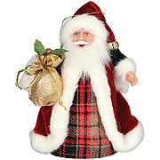 Destination Holiday Mini Santa Christmas Tree Topper - Red Plaid