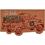 Destination Holiday Red Truck Coir Christmas Doormat