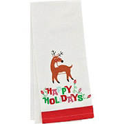 Destination Holiday Christmas Kitchen Towel - Happy Holidays Reindeer