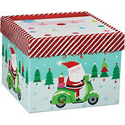 Destination Holiday Santa Clause Square Christmas Gift Box, Large