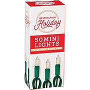 Destination Holiday Mini Clear Christmas Lights - Green Wire