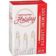 Destination Holiday Mini Clear Christmas Lights - White Wire