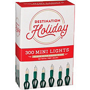 Destination Holiday Mini Clear Christmas Lights - Green Wire