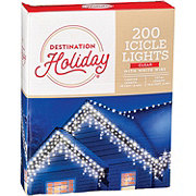 Destination Holiday Icicle Clear Christmas Lights - White Wire