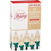 Destination Holiday Diamond Cut C7 Warm White LED Christmas Lights - Green Wire