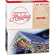 Destination Holiday Icicle Multi Color LED Christmas Lights - White Wire